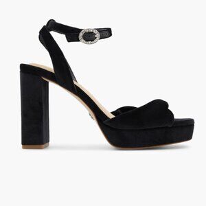 NEW TED BAKER Maddy Ruche Open Heels Ankle Strap women Sandal in black 725 5j3